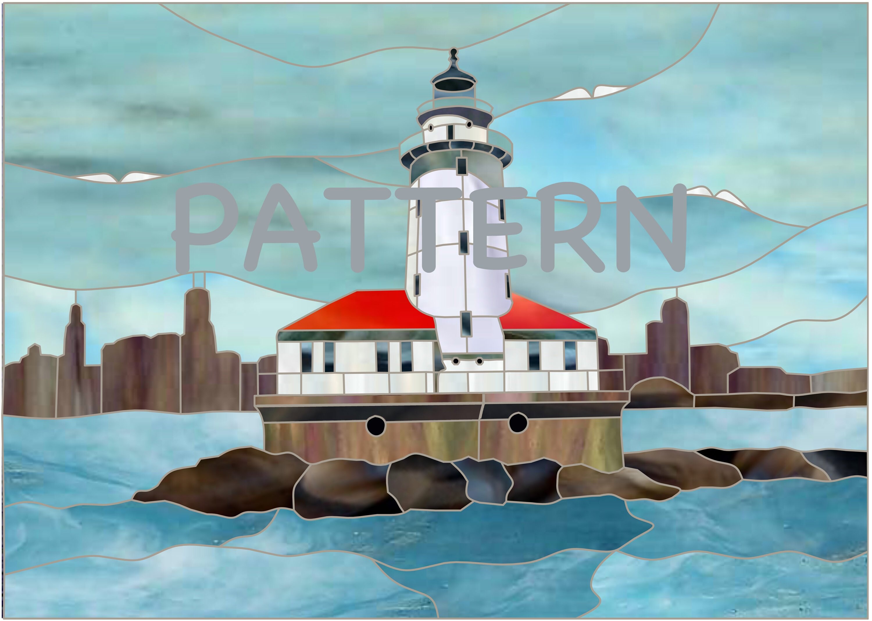 Stained Glass Lighthouse Pattern Chicago Harbor For Or Mosaic