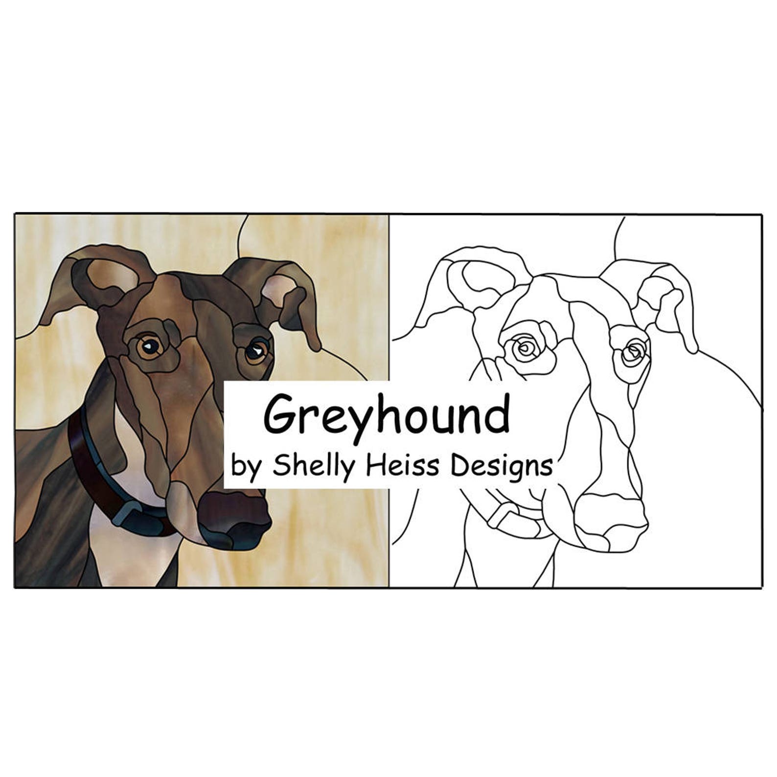 Stained glass Greyhound PATTERN Dog Portrait for stained ...