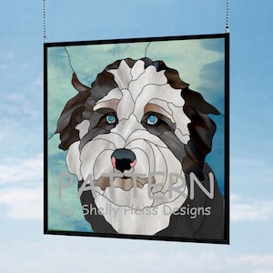 Bernedoodle Dog PATTERN for stained glass or mosaic.