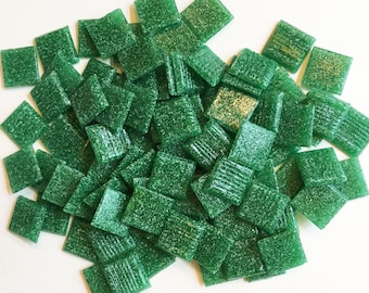 Mosaic tiles, Kelly Green Vitreous Glass, 3/4" square, qty. of 95. FREE PRIORITY SHIPPING!