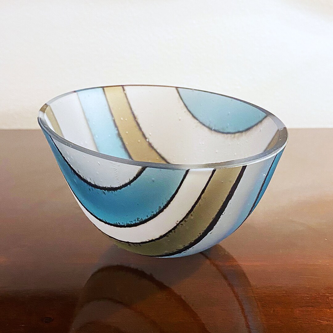 Striped Fused Glass Dropout Bowl Etsy