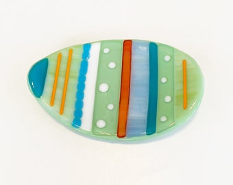 Fused Glass Easter Egg Dish or Spoon Rest