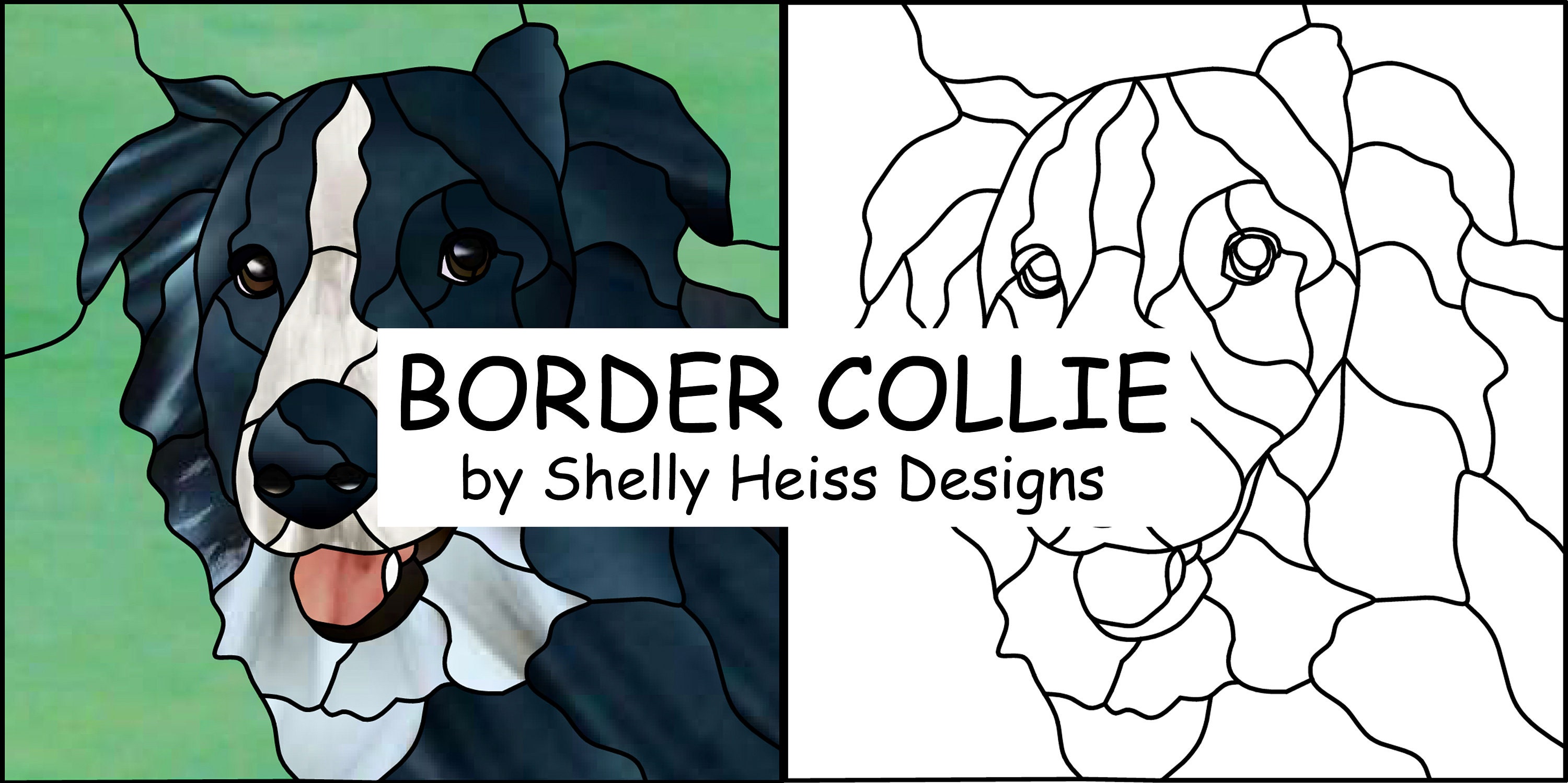 Stained Glass Border Collie Dog PATTERN for Stained Glass or Etsy