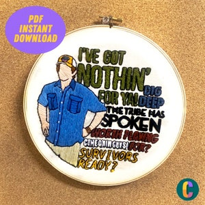 Survivor TV Show Quotes with Jeff Probst Hand Embroidery Pattern | Instant Digital Download PDF | The Tribe has Spoken