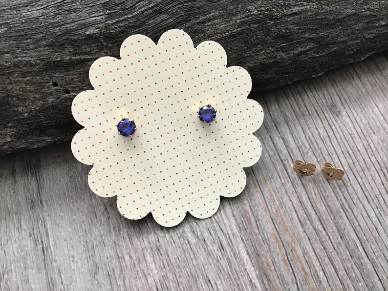 Tanzanite Stud Earrings, Blue Tanzanite Studs, Cubic Zirconia, Blue Studs, Ear Bling, Tiny Studs, Gold Filled or Sterling Studs image 10