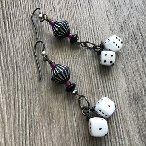 Whimsical Dice Dangle Earrings: Halloween Party Jewelry