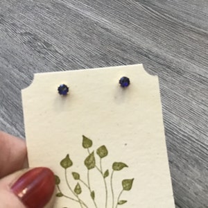 Tanzanite Stud Earrings, Blue Tanzanite Studs, Cubic Zirconia, Blue Studs, Ear Bling, Tiny Studs, Gold Filled or Sterling Studs image 6