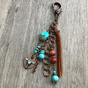 Beaded Purse Dangle, Western Jewelry For Purse, Decoration For Handbag, Copper Chain, Purse Jewelry, Southwest Look Jewelry