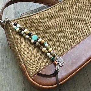Beaded Southwestern Purse Accessory, Purse Charm, Decoration For Purse, Charm Dangle Jewelry, Earthy Gemstones, Backpack Or Handbag Jewelry