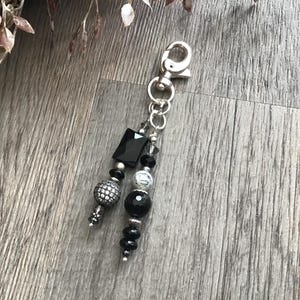 Dije para bolso, ónix negro, joya para bolso, bolso o mochila, accesorio para bolso, joya para bolso negro, regalo económico.