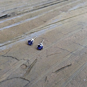 Tanzanite Stud Earrings, Blue Tanzanite Studs, Cubic Zirconia, Blue Studs, Ear Bling, Tiny Studs, Gold Filled or Sterling Studs image 4