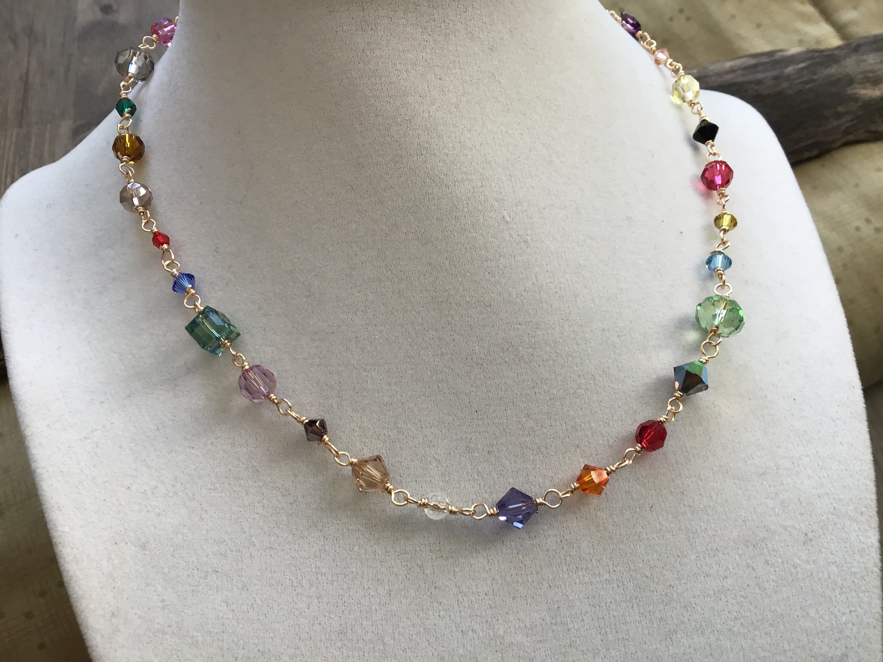 Long Swarovski Crystal Necklace Multi Color Rainbow Jewelry Colorful Gemstone Necklace Semi Precious Crystal Jewelry Etsy Canada