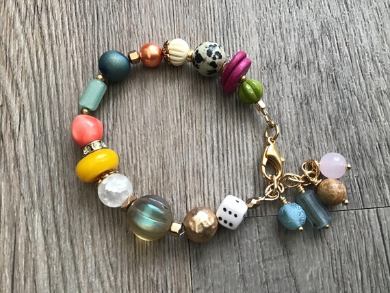 Chunky Beaded Bracelet, Colorful Bold Jewelry Statement Accessory, Bright Colors, NorthernLitesJewelry
