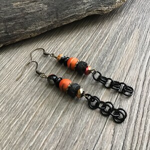 Black Chain Dangle Earrings, Goth Party Earrings, Fun Unique Jewelry, Halloween