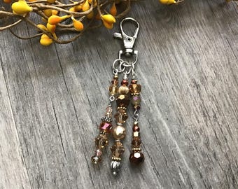 Golden Crystal Purse Dangle,Small Gold Tone Handbag Purse Dangle Decoration, Jewelry For Purse, Swarovski Crystal Dangle, Mixed Metals Bling
