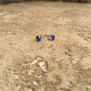 Tanzanite Stud Earrings, Blue Tanzanite Studs, Cubic Zirconia, Blue Studs, Ear Bling, Tiny Studs, Gold Filled or Sterling Studs image 7