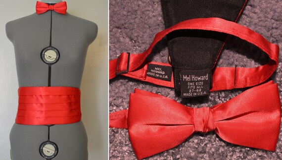SALE - vintage bow tie & cummerbund - adjustable o
