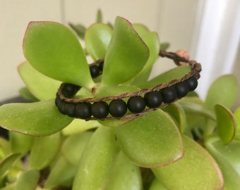 Black Glass Beaded Bracelet