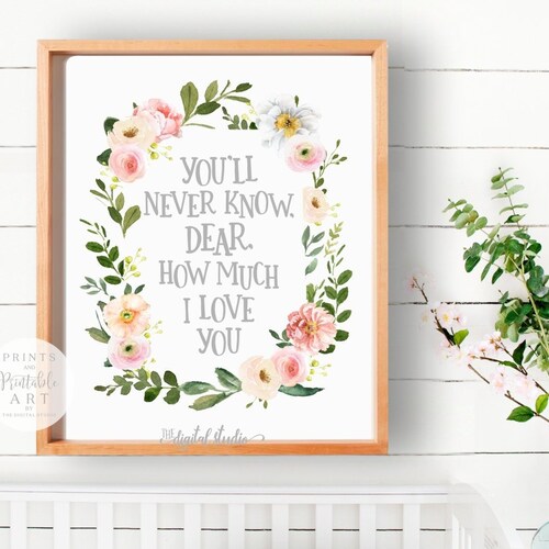 Baby Girl Nursery Wall Art Floral Nursery Art Nursery Quote Etsy
