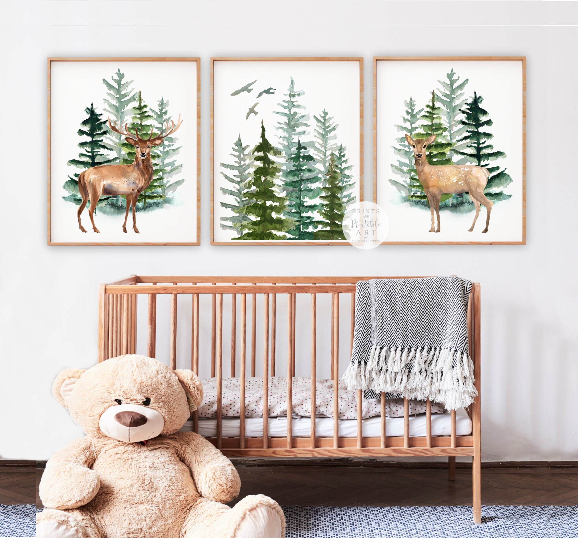 Boy Woodland Nursery Wall Art Boy Nursery PRINTABLE Wall Art Etsy
