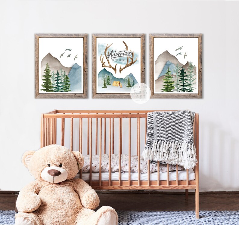 Boy Woodland Nursery Wall Decor Adventure Nursery Rustic Etsy