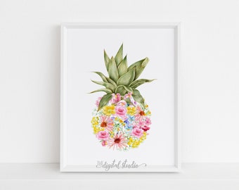 Tropical Nursery Decor, Pineapple Wall Art Decor, Printable Pinapple Nursery Art, Beach Nursery Art Printable, DIGITAL DOWNLOAD, 210