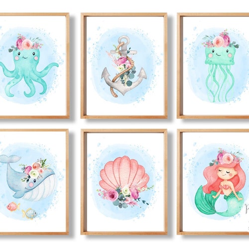 Under the Sea Decor Girl Nursery Decor Pink Blue Sea Etsy