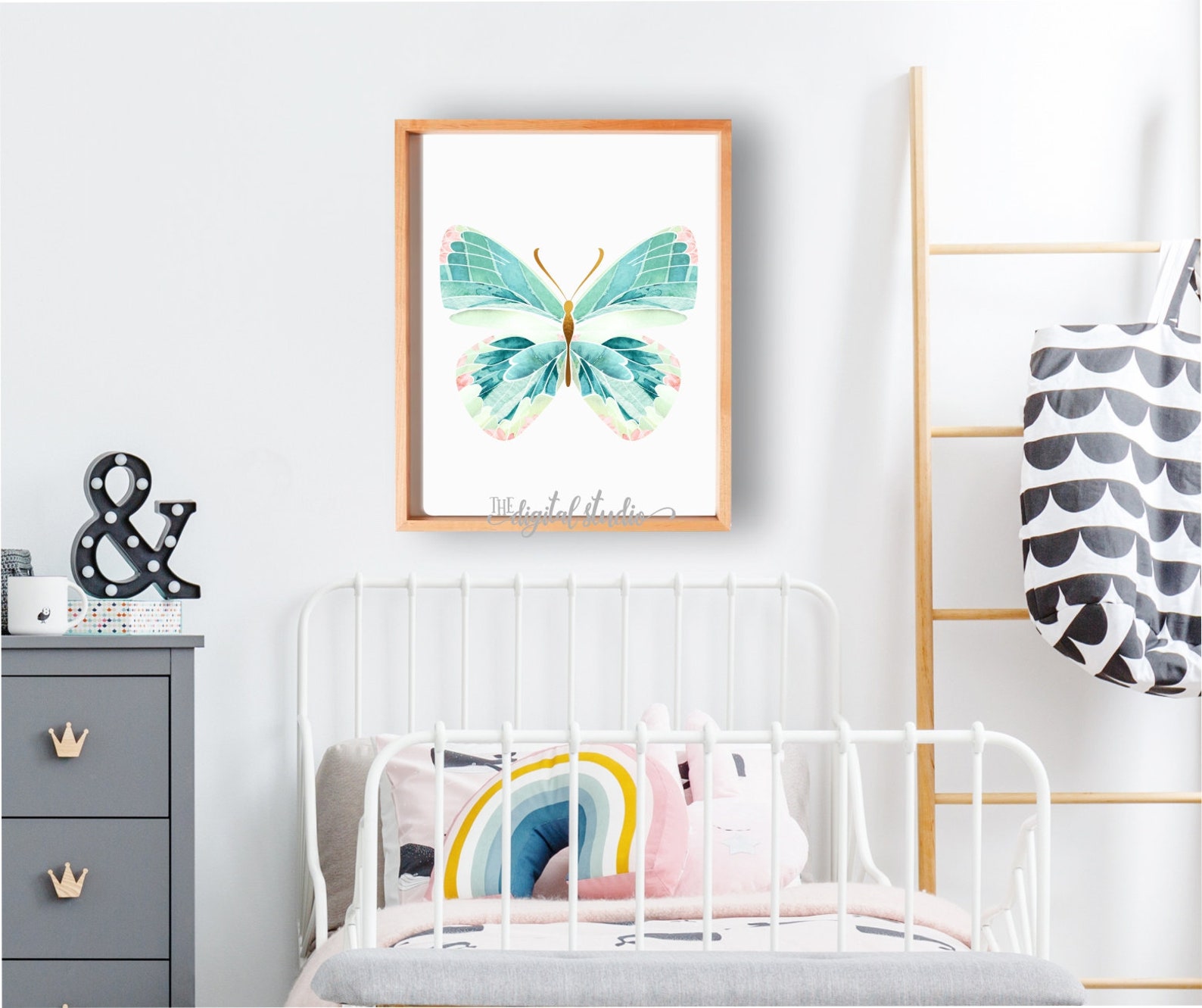 Butterfly Wall Art Mint and Gold Baby Girl Nursery Wall Art Etsy