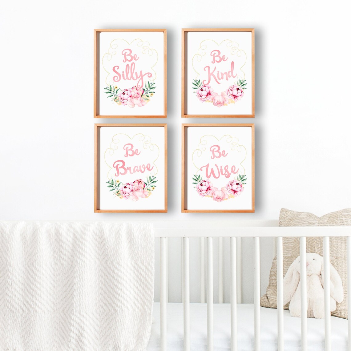 Pink Nursery Wall Art Floral Watercolor Wall Art Boho Etsy