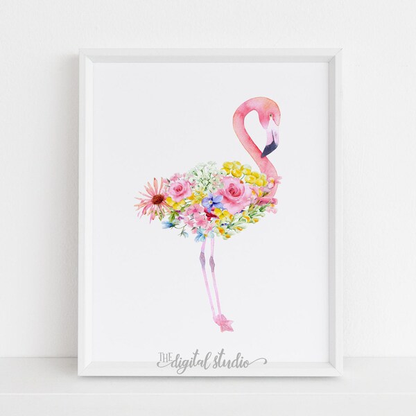 Pink Flamingo, Flamingo Wall Art, Tropical Baby Girl Nursery, Tropical Baby Shower, Pink Flamingo Nursery Decor, DIGITAL DOWNLOAD, 210