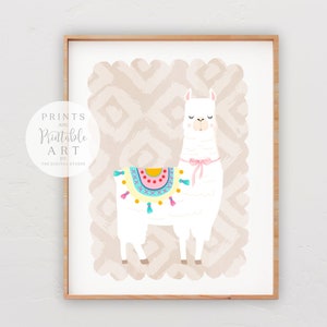 Decoración de vivero de llamas, estampados de llamas y cactus, arte de guardería para niñas, arte de pared de guardería IMPRIMIBLE, regalo de baby shower de llamas, conjunto de 4, 103 imagen 8