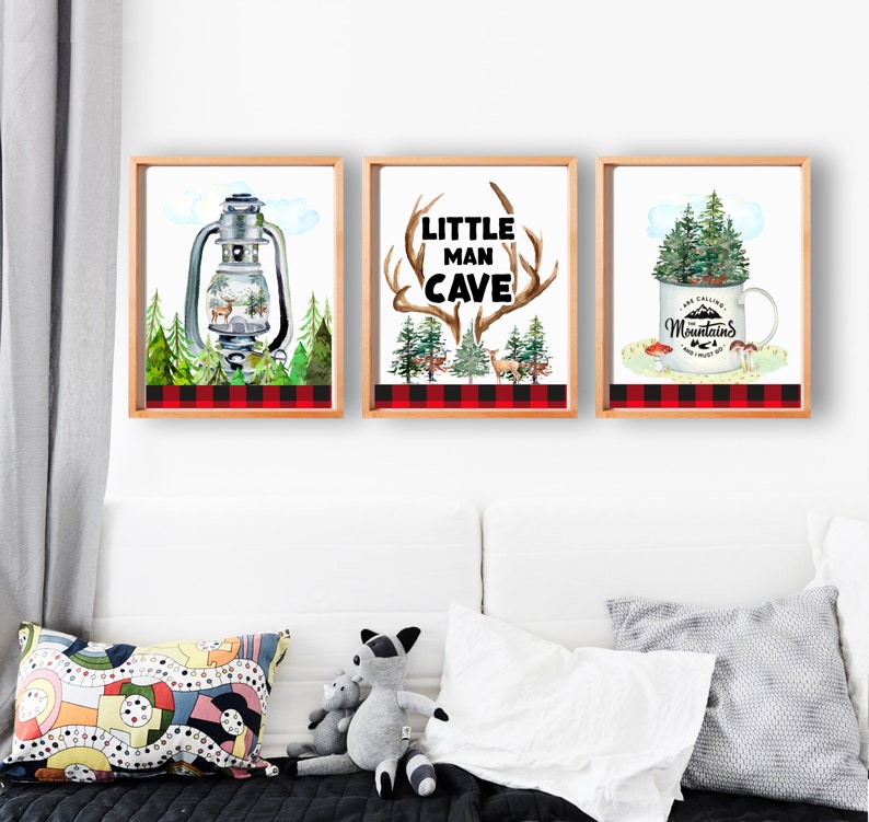 Boy Woodland Nursery Wall Decor Camping Boy Nursery Etsy