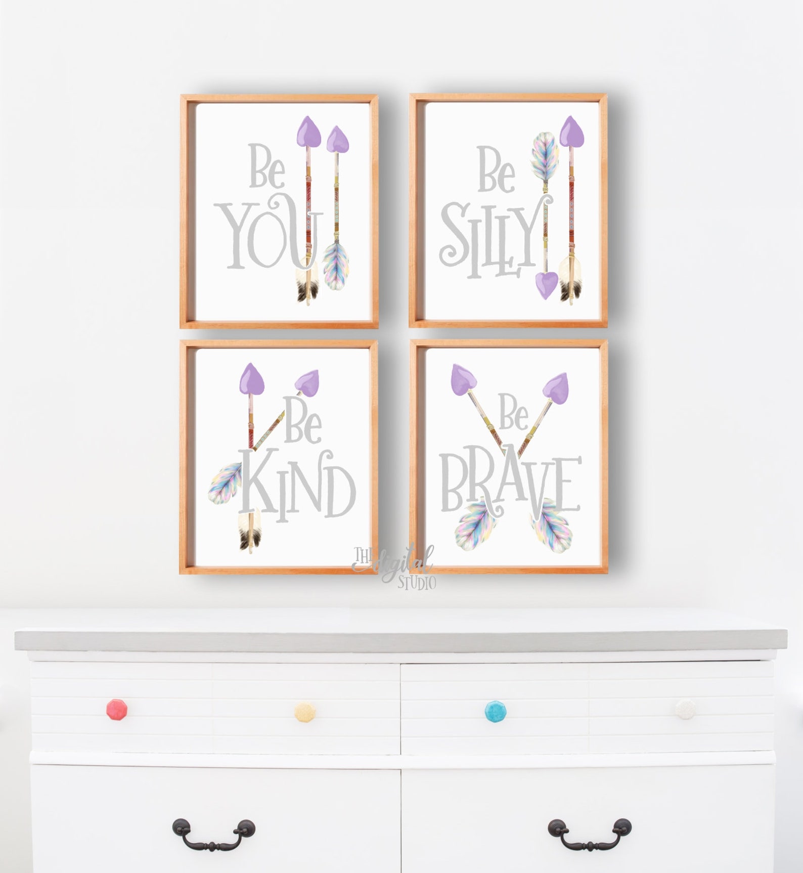 Baby Girl Purple Nursery Wall Decor Arrow Wall Art Be Brave Etsy