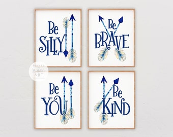 Baby Boy Nursery Wall Art, Printable Nursery Prints, Be Brave Be Kind, Nursery Decor, Arrow Wall Art, INSTANT DOWNLOAD _ ACLL