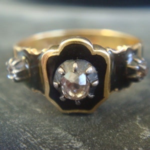 Antique Diamond Mourning Ring - Diamond Memorial Ring - memento mori