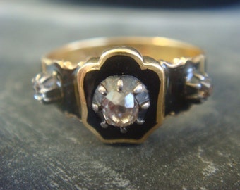 Antique Diamond Mourning Ring - Diamond Memorial Ring - memento mori