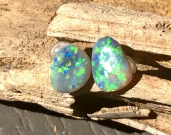 Australian Opal Earrings, Opal Stud Earrings