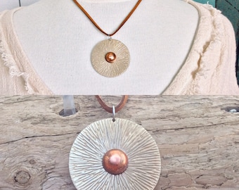 Silver Necklace, Sunburst Necklace, Modern Necklace, One of a Kind, Contemporary Necklace, Boho Necklace