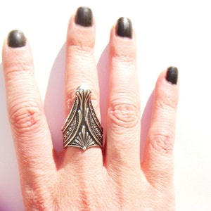 Victorian Gothic Silver Ring, Statement Ring, Armor Ring, Sculptural Ring, Gothic Ring, Victorian Ring, Medieval Ring image 1