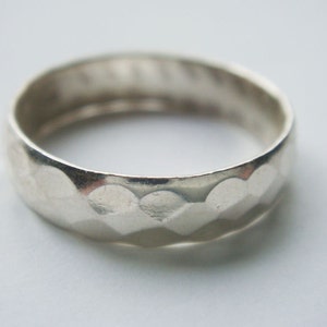 Faceted Sterling Silver Ring Unisex Wedding Band men's wedding band image 5