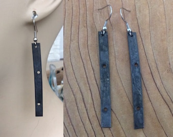 Sterling Silver Earrings - Silver Bar Earrings - Oxidized Silver Earrings - Statement Earrings - Bar Earrings - Long Earrings