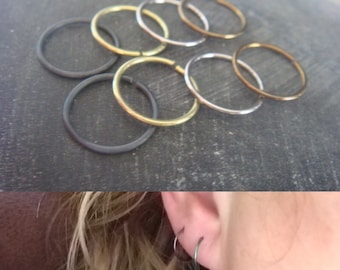 Niobium Hoop Earrings 20g, Cartilage, Tragus, Helix, Body Piercing, Sleeper Earrings, Hypoallergenic 6mm