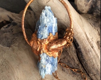 Blue Kyanite Necklace, Boho Necklace, Boho Jewelry, OOAK, Raw Kyanite Necklace, Statement Necklace