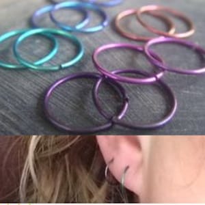 Niobium Hoop Earrings 20g 15mm Cartilage, Tragus, Helix, Body Piercing, Sleeper Earrings, Hypoallergenic