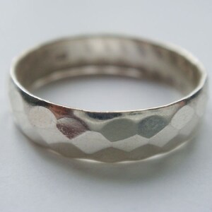 Faceted Sterling Silver Ring Unisex Wedding Band men's wedding band image 3