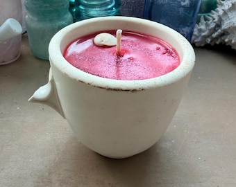 Black Cherry Almond soy hidden sea glass candle in beach-found mug