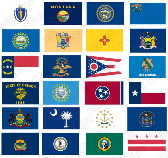 Printable Pictures State Flags Clipart Set 50 Individual State Etsy