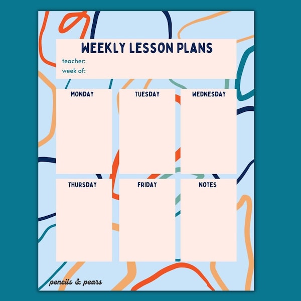 Weekly Lesson Plan Blank for Teachers - Chic and Modern Open-Ended Organization