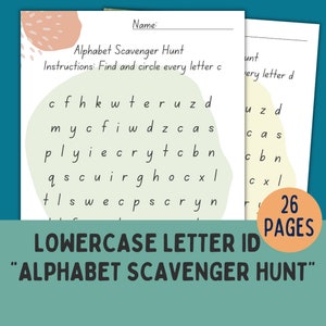 Actividad de identificación de letras minúsculas para preescolar, jardín de infantes y primaria: descargue e imprima 26 páginas en PDF