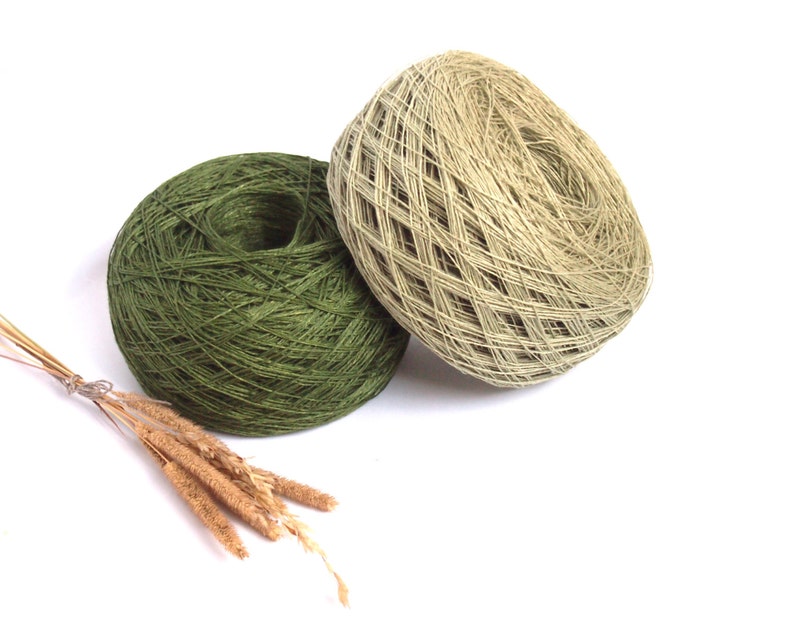 Moss Linen Yarn, High Quality, Linen Yarn For Crochet, Knitting, 200 g/ 7 oz image 1